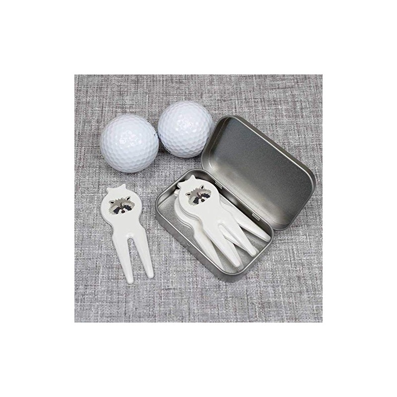 Azeeda 'Racoon Head' Golf Divot Tool/Repair Fork Gift Set (GO00037767)