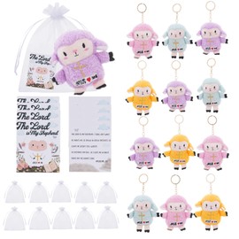 NIUBEHOHO Sheep Plush First Communion Gifts - 12 Pack Bulk Jesus Stuffed Animals Toys for Kids Colorful Lamb Stuffed Animal