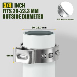 KTROVNN 120 Pack 3/4 Inch PEX Cinch Clamps Rings, Heavy Duty 304 Stainless Steel Pex Crimp Rings, Thickened Single Ear Hose Clamps for PEX Tubing Pipe Fitting Connections