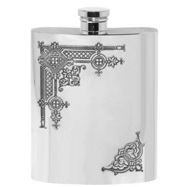 English Pewter Company 6oz Victorian Patterned Traditional Liquor Hip Flask [SF263]