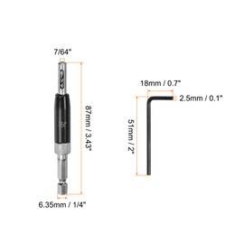 HARFINGTON Self Centering Drill Bit Set 7/64", 1/4" Hex Shank Drilling Bits for Wood Working, Cabinet Door Hinge Hole Punch Tool Self Center with Hex Keys L-Shaped, Black