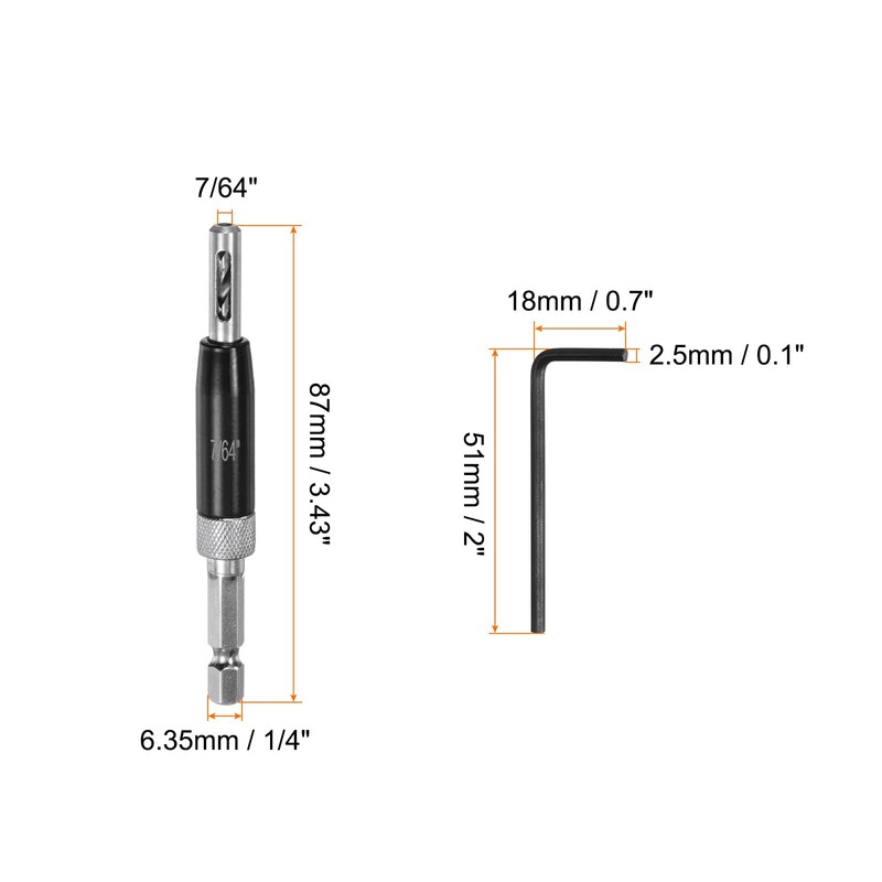 HARFINGTON Self Centering Drill Bit Set 7/64", 1/4" Hex Shank