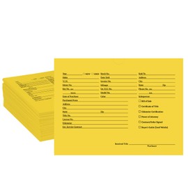 suituts 100 Pack Vehicle Deal Jackets for Dealerships, 9X12 Inch Printed Vehicle Deal Envelopes, Car Sales Deal Folders, Dealer Record Envelopes (Yellow)