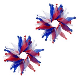 MADISON TYLER American Hair Ties for Women | Red White and Blue Hair Elastic No Damage 2 Pcs | 4th of July Patriotic Ponytail Holders Hair Accessories