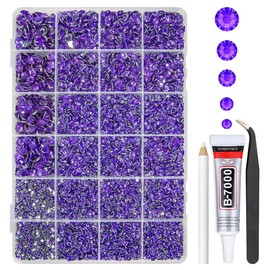 qiipii Dark Purple Crystal Resin Rhinestones w B7000 Jewelry Glue for Bedazzling Crafting 2mm 3mm 4mm 5mm 6mm Flatback Stones Diamonds Crystals Gems for Nails Face Eyes Makeup Tumblers Bottles Crafts