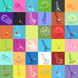 36 Pack Mini Butter Slime Kit with Funny Fruits Charms, Super Soft & Non-Sticky, Party Favors Birthday Gifts for Girls and Boys