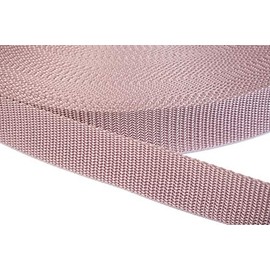 Jajasio Polypropylene Webbing Strap 15 mm Wide, 1.2 mm Thick, in 41 Colours, 15 - Dusky Pink, 12 Metres