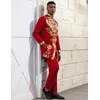 Mens African 2 Piece Set Zipper Nigerian Dashiki Metallic Shirt