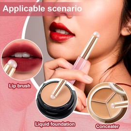HINZIC 2pcs Silicone Lip Brush, Round Head Lipstick Applicator with Dust Cap, Reusable Makeup Concealer Pink Beauty Tool for Lip Tint Gloss Balm Mask Eyeshadow Manicure