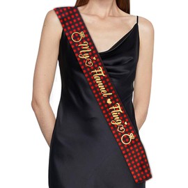 Serencatcher My Flannel Fling Sash, Bachelorette Party Sashes, Buffalo Plaid Sash with Golden Foil Letters for Bridal Shower Gifts Engagement Wedding Party Favors