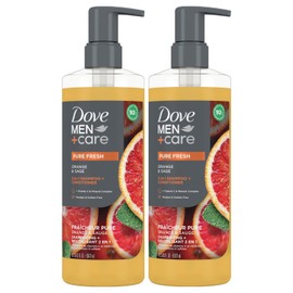 Dove Men+Care Shampoo and Conditioner 2-in-1, 2-Pack – Pure Fresh with Vitamin C & Mineral Complex, Orange & Sage, 17.5 Oz Ea