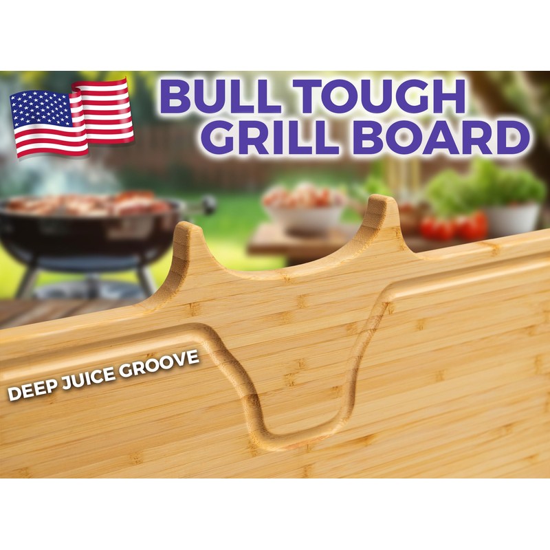 Straga Texas Bull BBQ Cutting Board – 17"x12" XL Bamboo