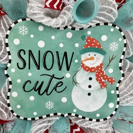 Snow Cute Snowman Winter or Christmas Handmade Deco Mesh Wreath Available in 24 inch and 28 inch diameters