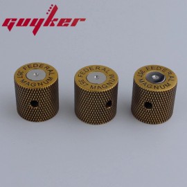 GUYKER 3PCS Electric Guitar Bass Knobs Antique Brass Bullet Case Style
