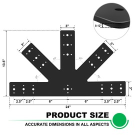Andorm 24x13.5 Gable Plate Pergola Truss Roof Plate Connector Heavy Duty 12 Pitch Powder Coated Black