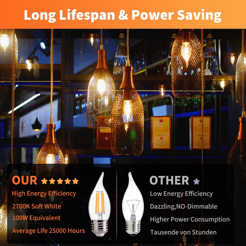 ALAMPEVER 800LM Super Bright Dimmable LED Light Bulb, E26 LED