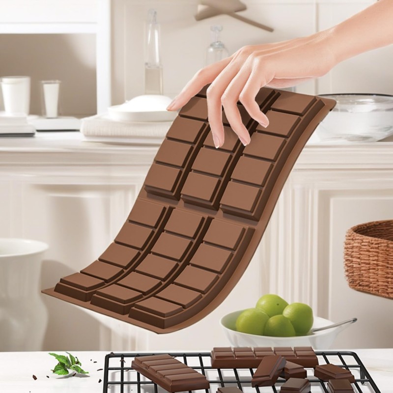 Dwwffer Chocolate Bar Molds Deep,2 Pack Non-Stick Chocolate Candy Molds,Silicone