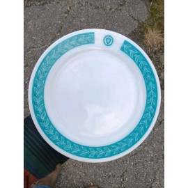 PYREX  PYREX KENT STATE UNIVERSITY BLUE  BAND LAUREL LEAF LUNCH PLATES 9-3/8"d HTF