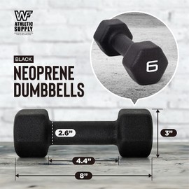 CAPHAUS Black Neoprene Coated Hex Dumbbells, Set of 2 for Home Gym Equipment, Hand Weights Set for Exercise, Workout, Body Building, Weight lost & Strength Training, Size Options Available