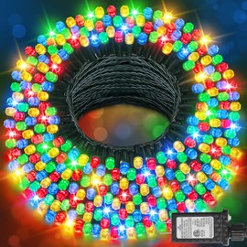 158 FT 480 LED Christmas Tree Lights, String Lights Green Wire with 8 Modes, Timer and Memory, Plug in Outdoor Waterproof Twinkle Lights for Indoor Yard Xmas Holiday, Multicolor