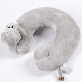 Neck Pillow Animals for Adults, Travel Pillow Animal Adults, Travel Pillow Animals, Cartoon Animal U-Shaped Pillow, Office Nap Pillow, Creative Car Pillow Neck Pillow (Grey Hippopotamus)
