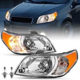SOCKIR Fit for 2009 2010 2011 Chevy Aveo5 Hatchback Headlight Assembly OE Style Factory Halogen Headlamp Pair with Bulbs Aveo 5 Front Headlights Driver and Passenger Side
