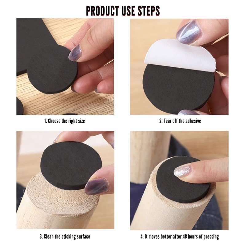 MroMax 60mm Diameter Round Self Stick Anti-scratch Felt Pads Furniture