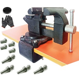 MYTEC 2-In-1 Work Bench Vise, Upgraded Multi-Purpose Table Vice, Universal Rotate 270°Work Clamp-On Vise, 4.5" black