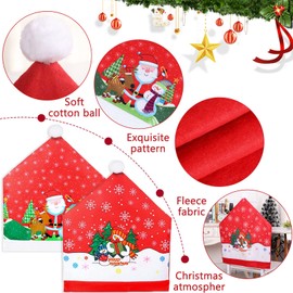 MULEVIP Christmas Chair Covers, Set of 4, Christmas Chair Covers, Universal Stretch Chair Cover, Santa Hat Chair Covers for Dining Room, Dinner, Decoration Chairs Chair Cover