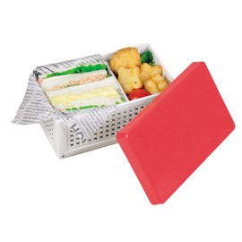 Pearl Metal Lennon Folding Lunch Box with Dividers, Red, Made in Japan; When in Use: Width 6.9 x Depth 4.1 x Height 3.0 inches (175 x 105 x 75 mm), When Stored (W x D x H): 6.9 x 4.1 x 0.6 inches (175 x 105 x 15 mm) D-2305