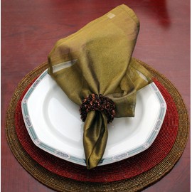 Sheer Organza Napkin Set of 6 Pieces Light Gold or Antique Gold (Antique Gold)