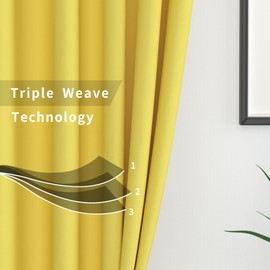 Blackout Tier Curtains Room Darkening Yellow Kitchen Tiers 24 inches Thermal Insulated Small Short Bathroom Half Window Treatment Set 2 Panels Rod Pocket 34"x24"