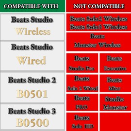 YunYiYi Replacement Ear Pads Ear Cushions Compatible with Beats Studio 2 & Studio 3 (B0501 B0500) Wireless & Wired Upgrade Earpads Covers Headband (Studio2 & Studio3)