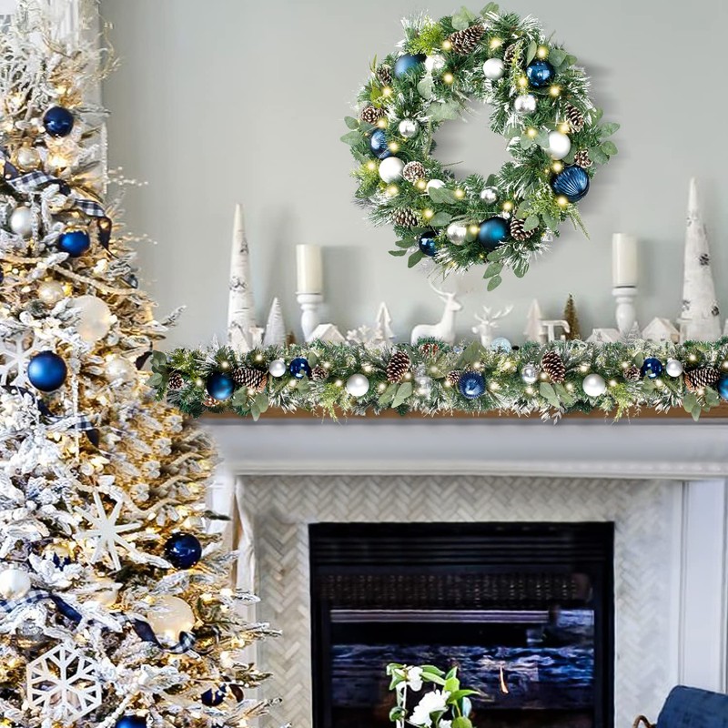 WANNA-CUL Pre-Lit 30 Inch Large Christmas Wreath for Front Door