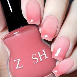 KAHSOSE Sheer Pink Jelly Nail Polish - 15ML Quick Dry Natural Nude Look No UV Needed - Translucent Pink Nail Polish for Women Girls - Long Lasting Non Toxic Vegan Polish