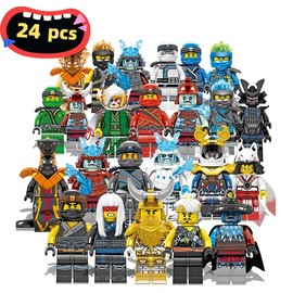 Nija Mini Action Figure Set - 24 Pack with Weapons and Collectible Building Blocks for Boys and Girls - Ninjago Anime Movies Fans MMiniCharacters Toys - Color: Type 01