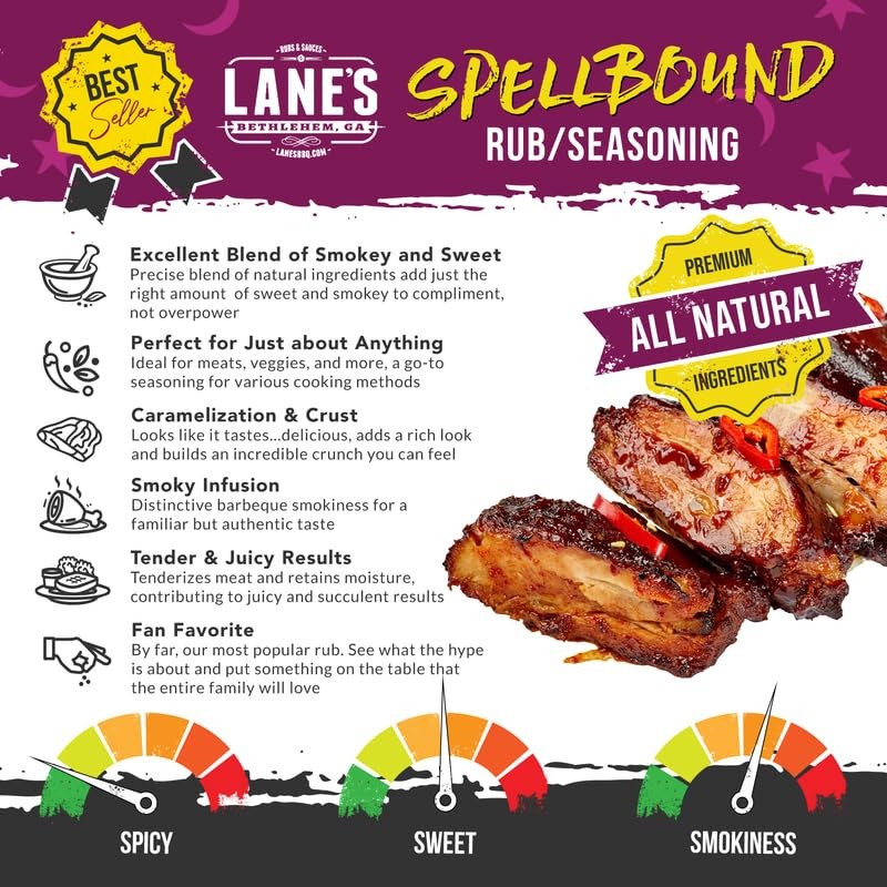 Lane's Spellbound Pork Rub Seasoning, All-Natural BBQ Seasoning Rib Rub,