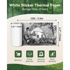 3 Rolls Mini Sticker Printer Thermal Paper-10-Year 50mm x 3.5m for Journal Photo Texts Study Notes, Compatible with Memoking, Memoqueen, Phomemo Pocket Printer for Home Office School Organization