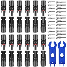 Solar Panel Connectors, 12 Pair Male/Female Solar Plugs, IP67 Waterproof Photovoltaic Connector with 2 Wrenches for Solar Panel Systems Solar Panel Adaptor