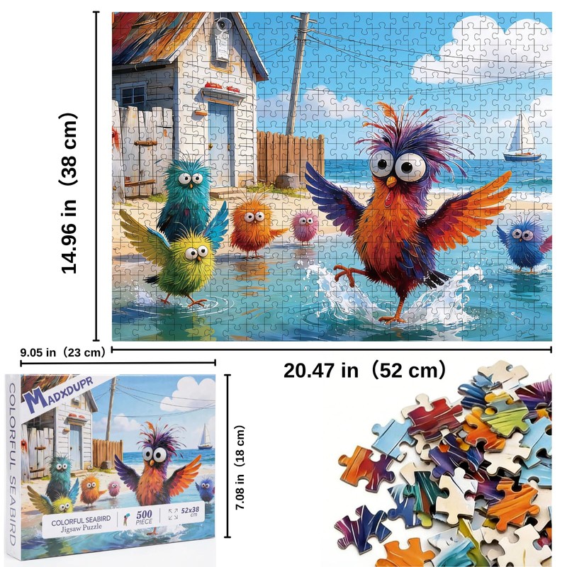 MADXDUPR 500 Piece Puzzles for Adults - Beach Birds Coastal