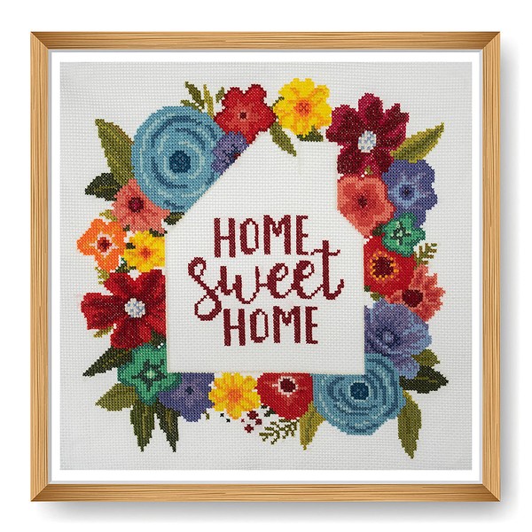 Trimits Large Cross Stitch Kits, 32 x 32cm (12.5 x 12.5in), Home Sweet Home (Frame Not Included)