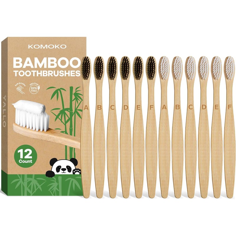 Komoko Cepillos de Dientes de Bambú Biodegradables 12 Unidades