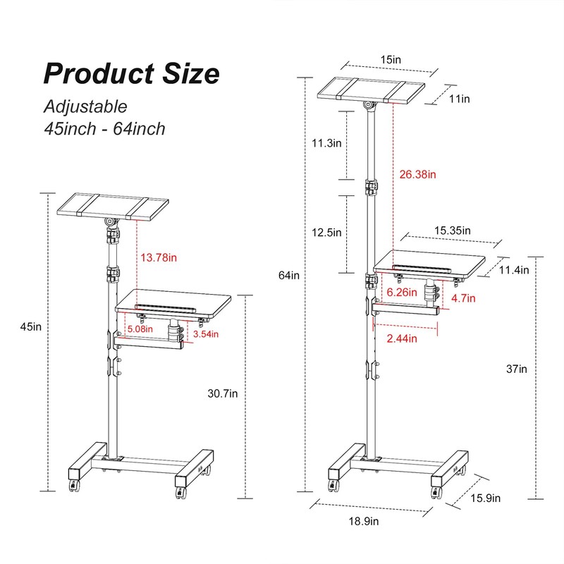 Facilife 2 Shelves Projector Stand Tripod, Mobile Laptop Cart on