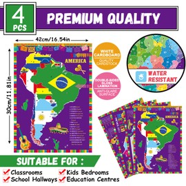 gisgfim 18 x 12 in Spanish Posters Spanish Language Country Maps Including Spain, Mexico, Central America, Caribbean, South America Spanish Classroom Decorations for Teachers Students