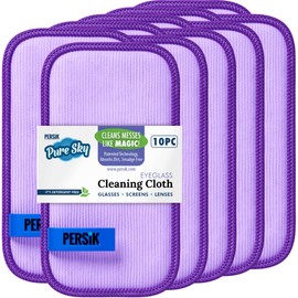 Pure-Sky Eyeglass Cleaner Cloth – Streak Free Ultra Microfiber Eyeglass Cleaner Wipes - Leaves no Wiping Marks - [10 Pack] - Cleans Lenses, Glasses, Screens, Cameras, Cell Phone, Eyeglasses, Tablets