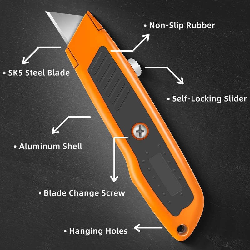 DIYSELF 2 Pack Utility Knife, Heavy Duty Box Cutter Retractable