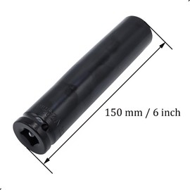 1/2" Drive by 24mm Deep Impact Socket, Heat-Treated CR-V Steel 6" Length, 6-Point Metric Size (24mm)