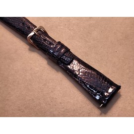 NA 60's NOS JB Champion 3/4R 19mm Black Tapered Brazilian Lizard Band W/Gold Buckle