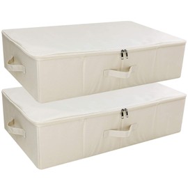 iwill CREATE PRO Collapsible Rigid Storage Baskets for Underbed Organizer, Beige