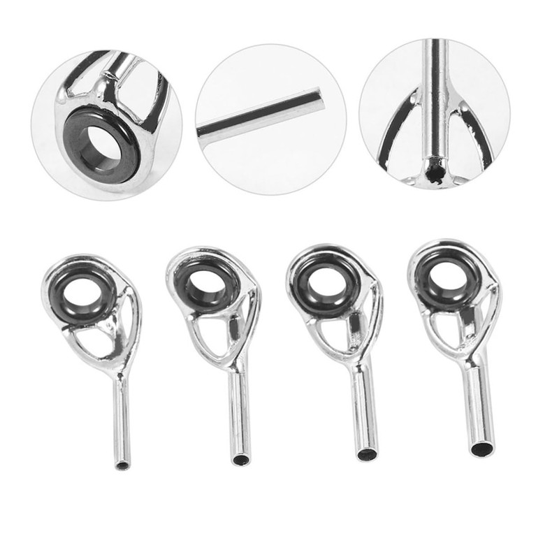 Kisangel 16pcs Stainless Steel Fishing Rod Guide Set Durable Ceramic